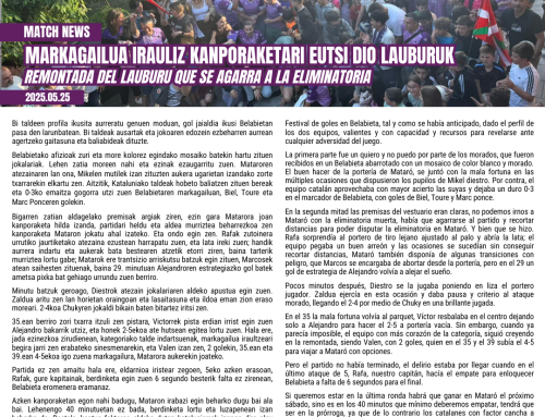 REMONTADA DEL LAUBURU QUE SE AGARRA A LA ELIMINATORIA